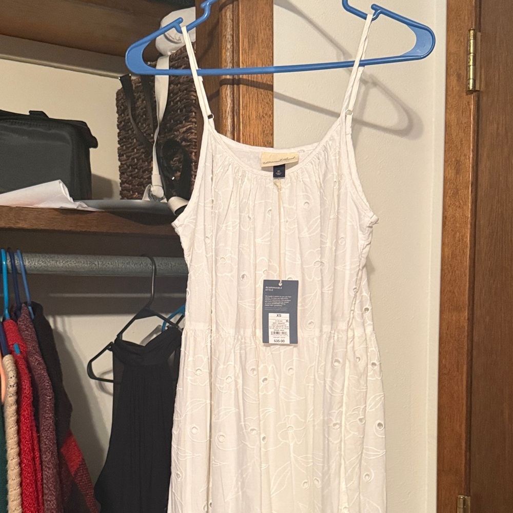 Universal Thread White Embroidered Midi Dress